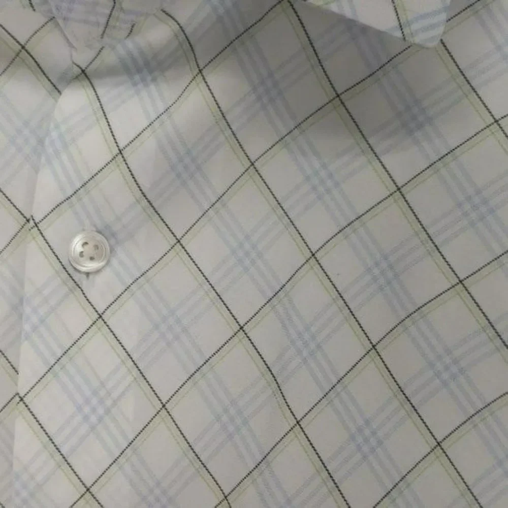 Banana Republic Men's White Plaid Lattice Design Dress Business Shirt Size Large